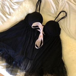 VICTORIA'S SECRET Black BabyDoll Mesh Lingerie Top